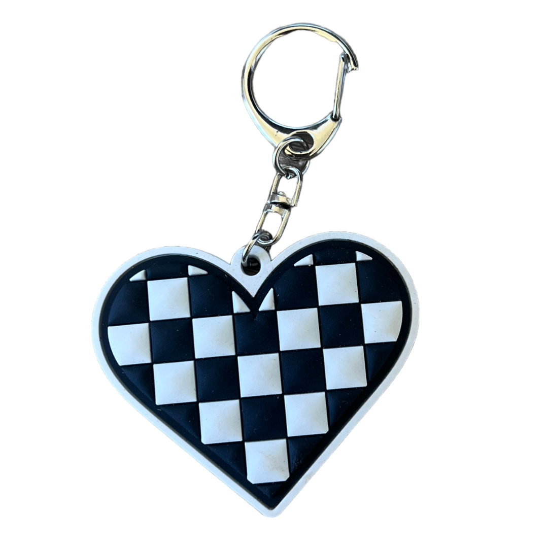 Checkered Heart Keychain